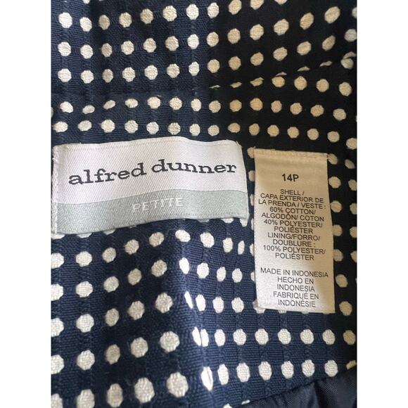 Alfred Dunner Navy Blue Polka Dot Button Up Short Sleeve Blazer Size 14P - Picture 4 of 4
